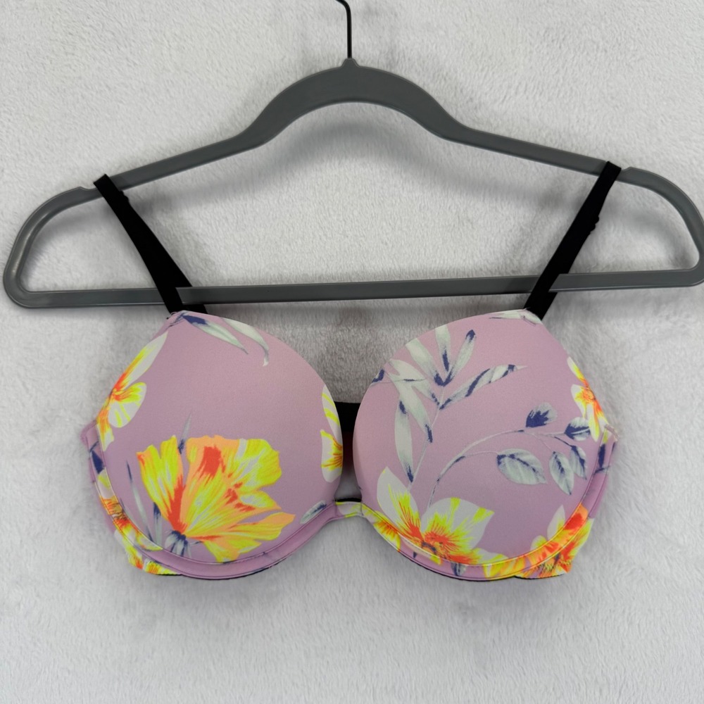 PINK Victoria's Secret Wear Everywhere Super Push-Up Bra 32D‎ Floral Print